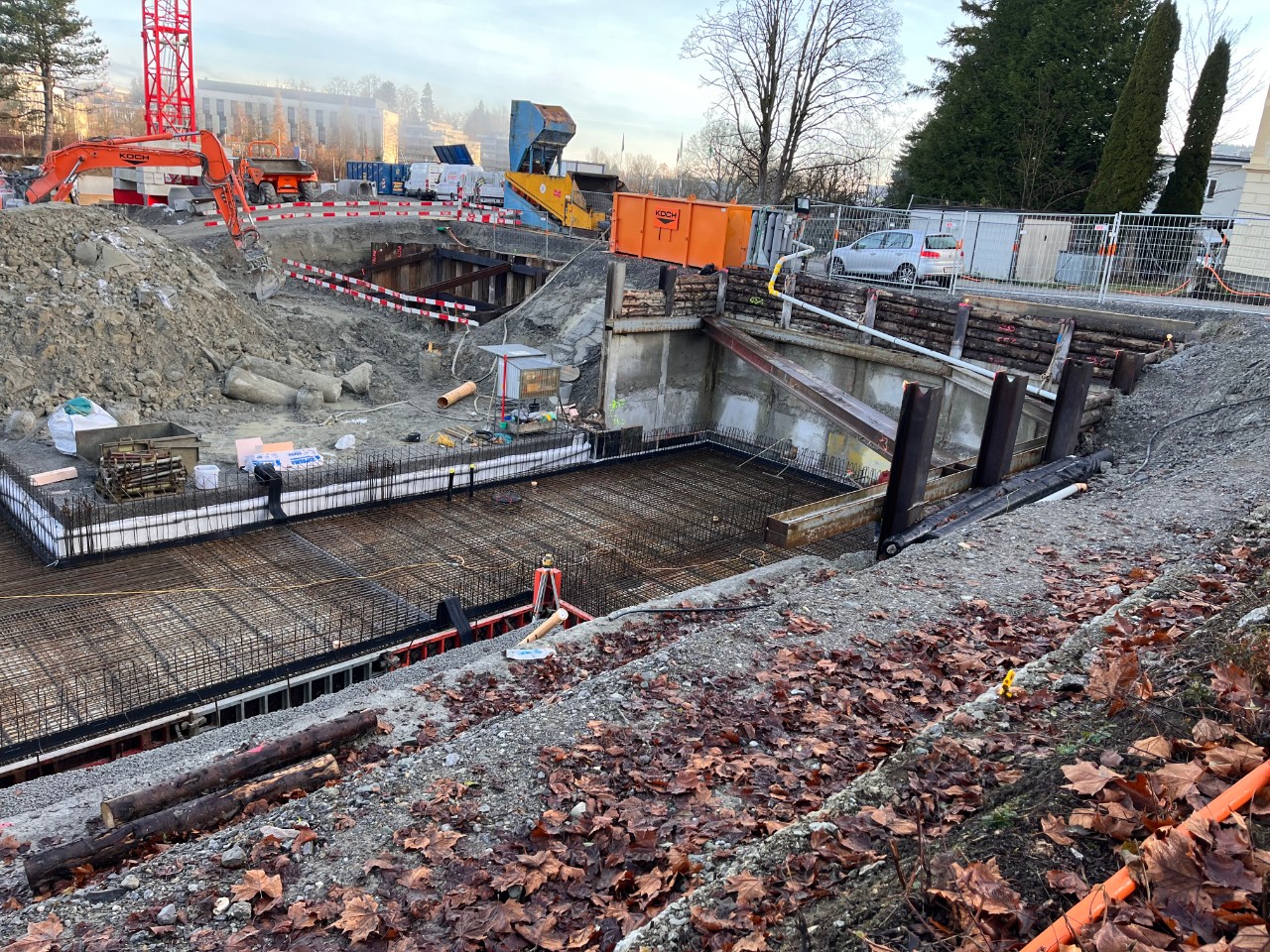 Baustelle Bodenplatten im Bereich neuer Eingang, 9. Dezember 2025.