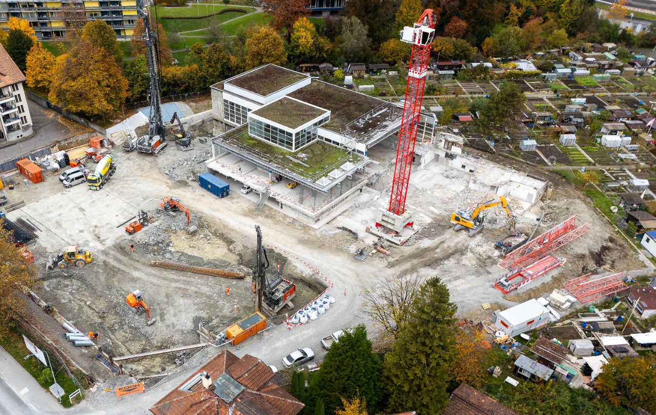 Drohnenaufnahme der Baustelle vom 20. Oktober 2025. Foto: Andi Keller Fotografie