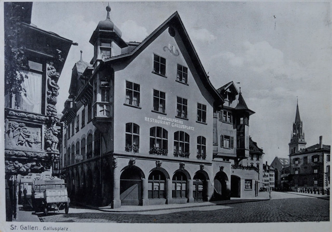Im Alkoholfreien Restaurant Gallusplatz (früher Volksküche) fand am 26.02.1937 die Jahresversammlung des AGB St.Gallen statt. Im Anschluss an die administrativen Generalversammlungstraktanden lauschten die Anwesenden Sonaten von Beethoven und alkoholkritischer Mundartdichtung. 