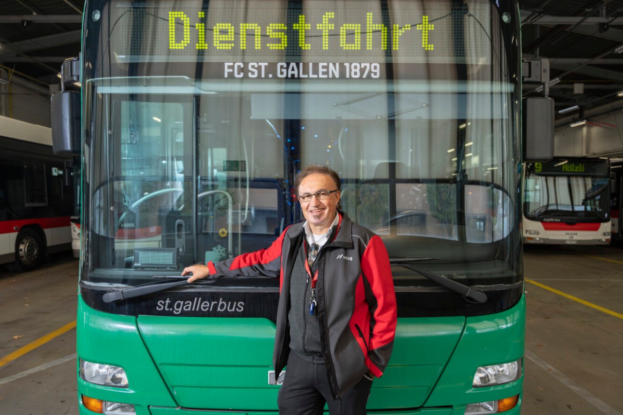 Ludwig Büchel, Buschauffeur, Verkehrsbetriebe St.Gallen, nach 39 Dienstjahren auf den 31. Januar 2024