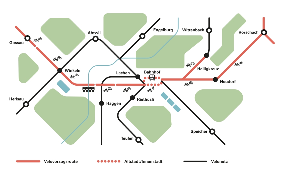 Velovorzugsroute mit Schema und Legende