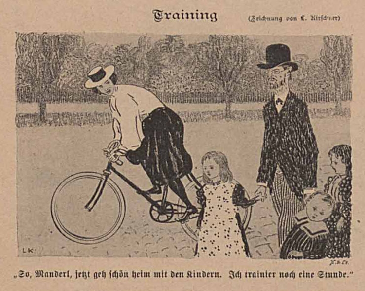 Illustration Fahrradfahrerin aus dem Jahr 1898