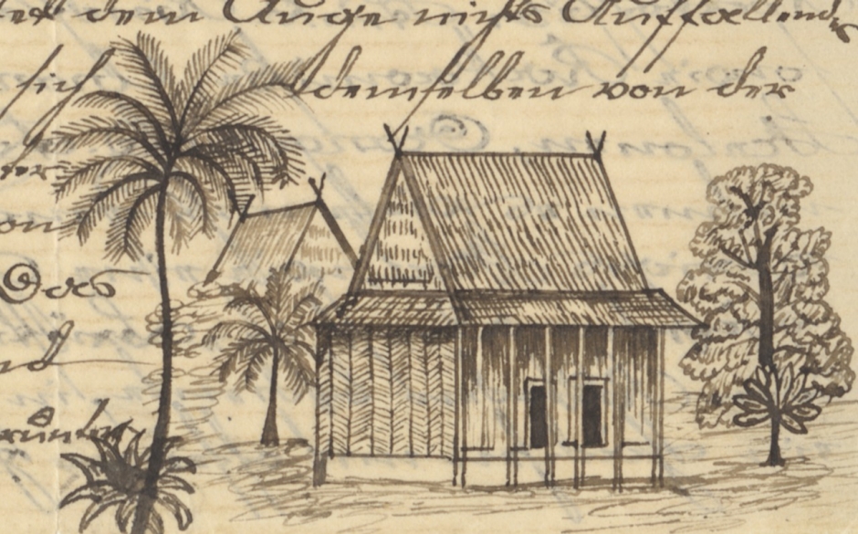 Ottos Skizze eines madagassischen Hauses.