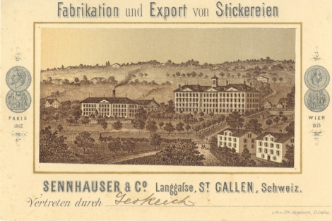 Lithografie der Firma Sennhauser & Co. 
