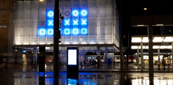 St.Gallen Bahnhof bei Nacht