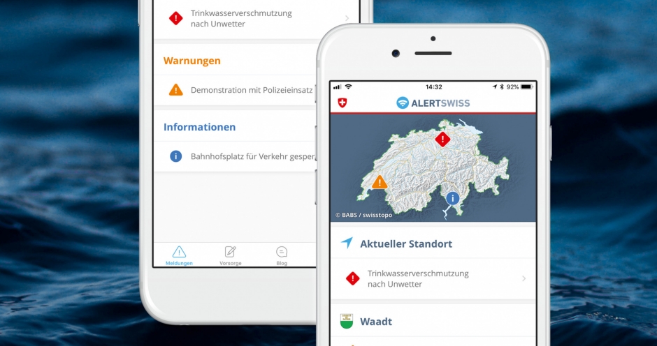 Screenshots der AlertSwiss-App