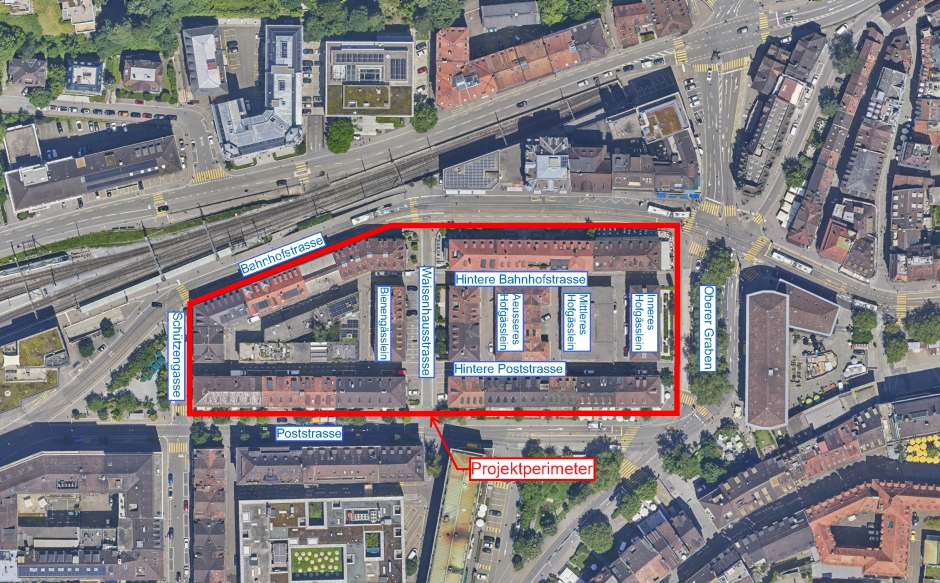 Projektperimeter Hintere Bahnhofstrasse / Hintere Poststrasse