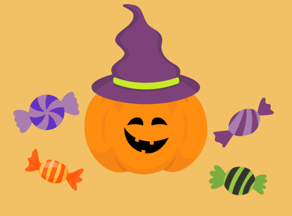 Halloween K&uuml;rbis und S&uuml;ssigkeiten 