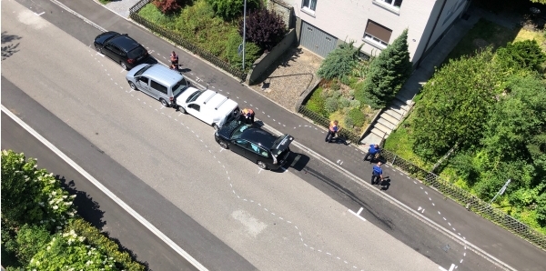 Ansicht der Unfallautos von oben