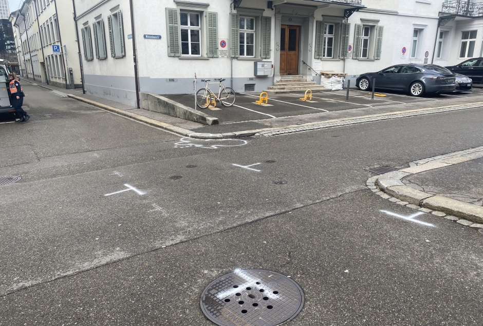 Unfallstelle Kreuzung Waisenhausstrasse und Hintere Poststrasse